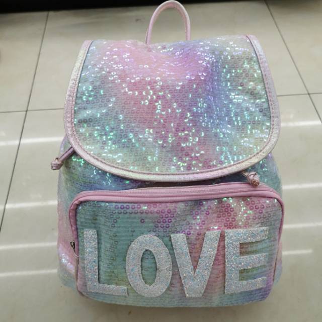休闲少女love梦幻背包书包双肩包pu女包双肩包