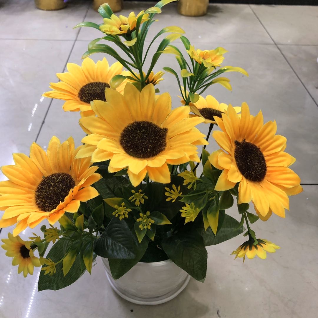 Simulation Sunflower Potted Sunflower Garden Small Fresh Decoration Home Photography Accessories Manufacturers Direct Sales