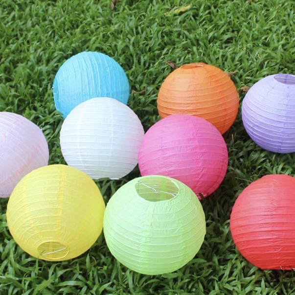 New Year's Day paper lantern decoration hanging decorations kindergarten red lantern white DIY circular color folding small lantern 8 inches thumbnail