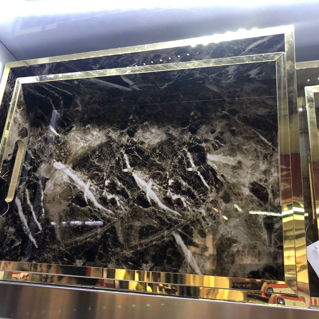 大气北欧木质大理石纹理方形托盘客厅家居小茶几置物收纳盘摆件装饰盘木质工艺品微微工艺23