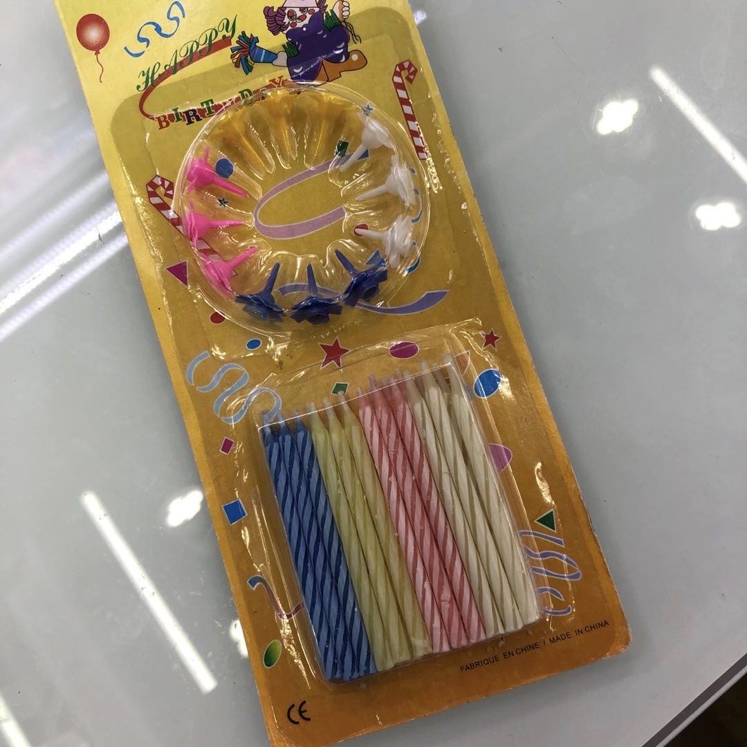 四色生日蜡烛一次性螺纹蜡烛派对生日婚庆