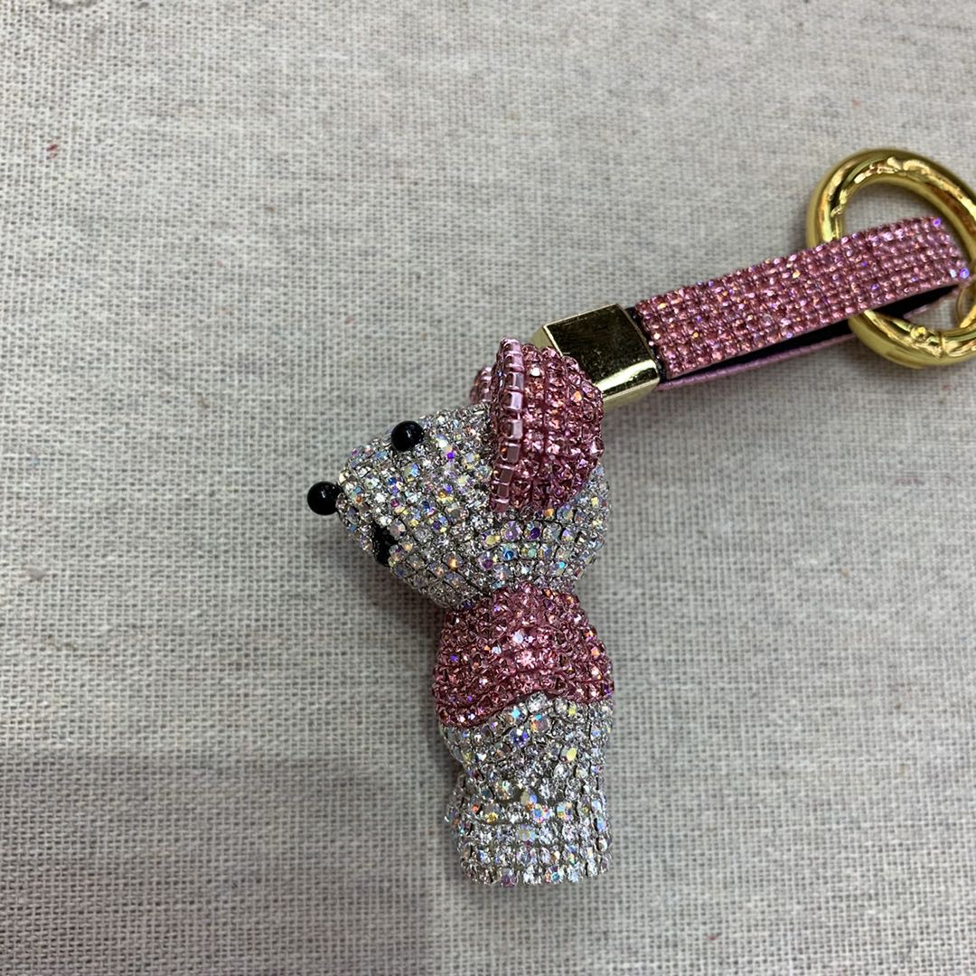 满钻小老鼠钥匙扣手工镶钻汽车钥匙挂件细节图