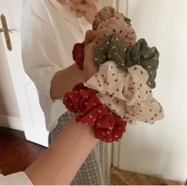 Ns super versatile donut hair rope South Korean wave point chiffon fabric art hair ring thumbnail