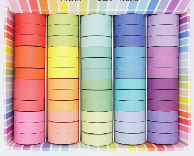 1.5cm*5m Rainbow solid color and paper tape DIY journal decoration tape stickers