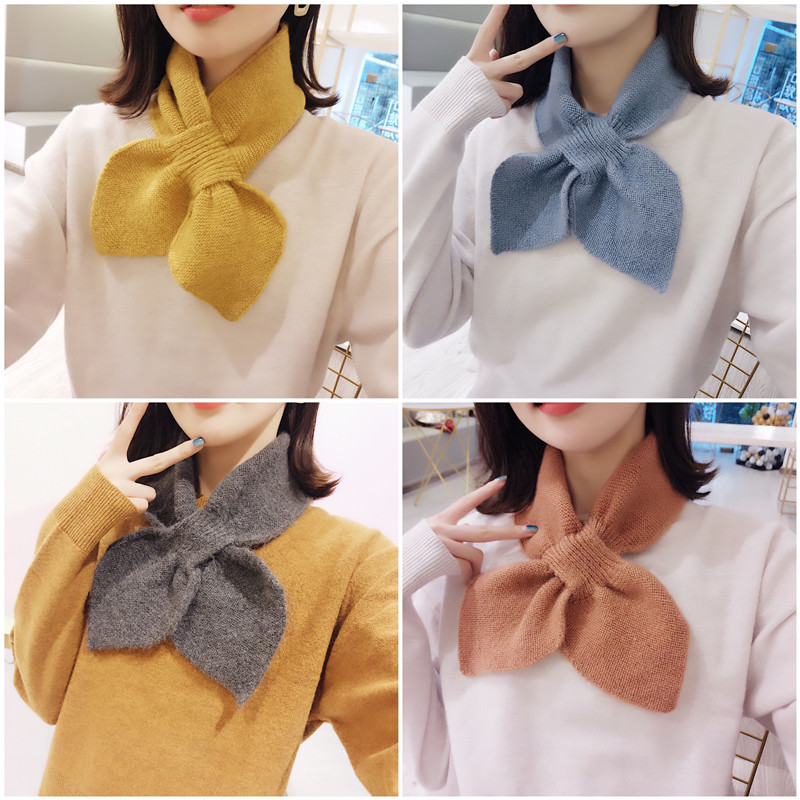 Women's Fashion Trend Warm Japan And South Korea Short Cross-Knit Scarf