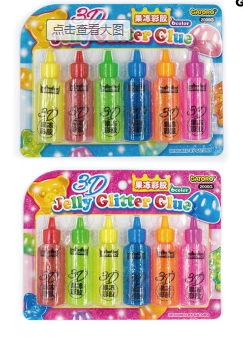 DIY手工6色3D果冻彩胶套装金葱粉胶笔贺卡笔闪光胶水