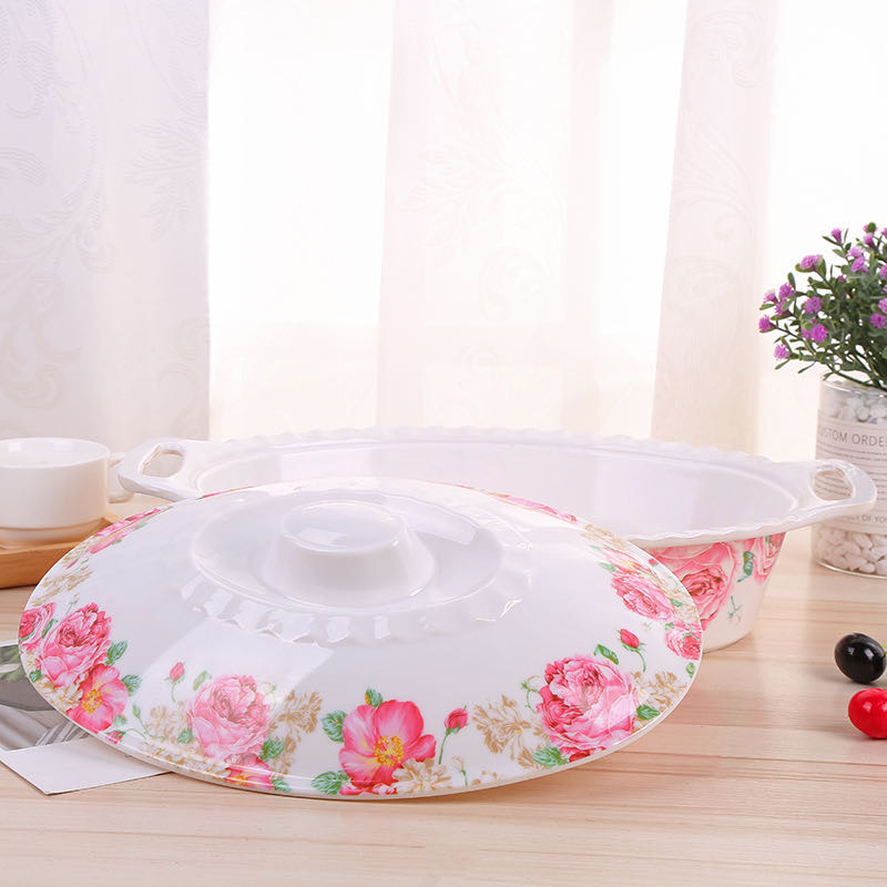 密胺餐具饭店快餐厅防摔12.5寸盖碗 混花色产品图