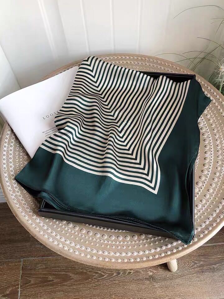 Striped Small Square Scarf With Small Silk Scarf Women's Autumn Thin Professional Scarf Decoration Scarf Specification drawing