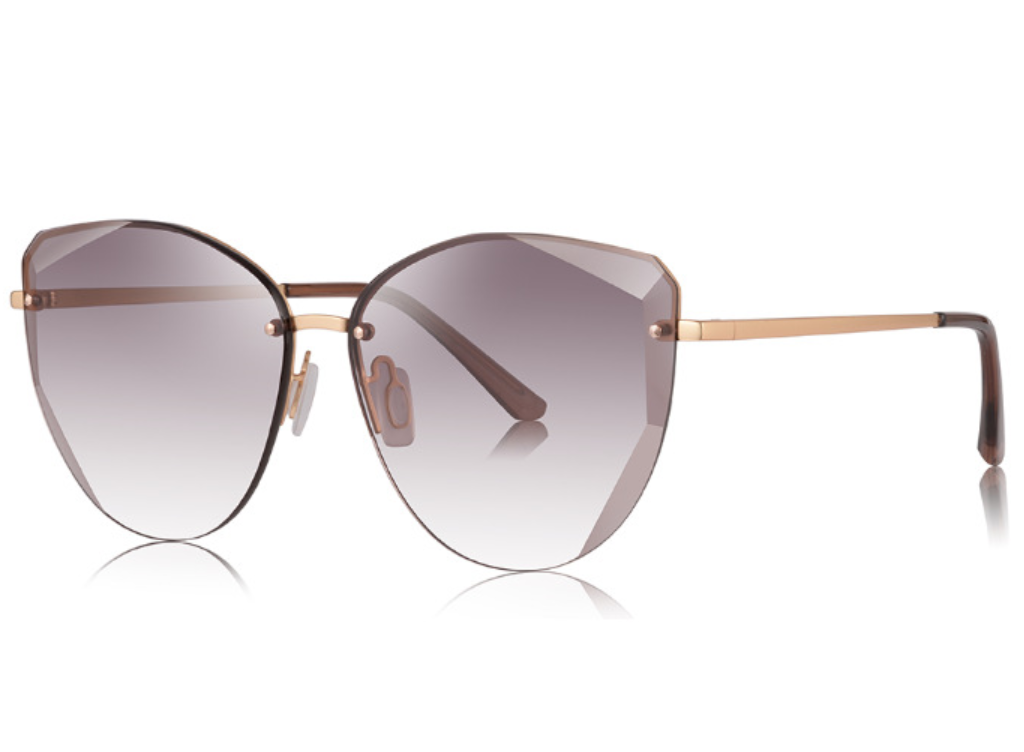 Cross-border polarized nylon sunglasses, modern frameless cut-edge sunglasses, women's three-dimensional contour geometric cut sunglasses