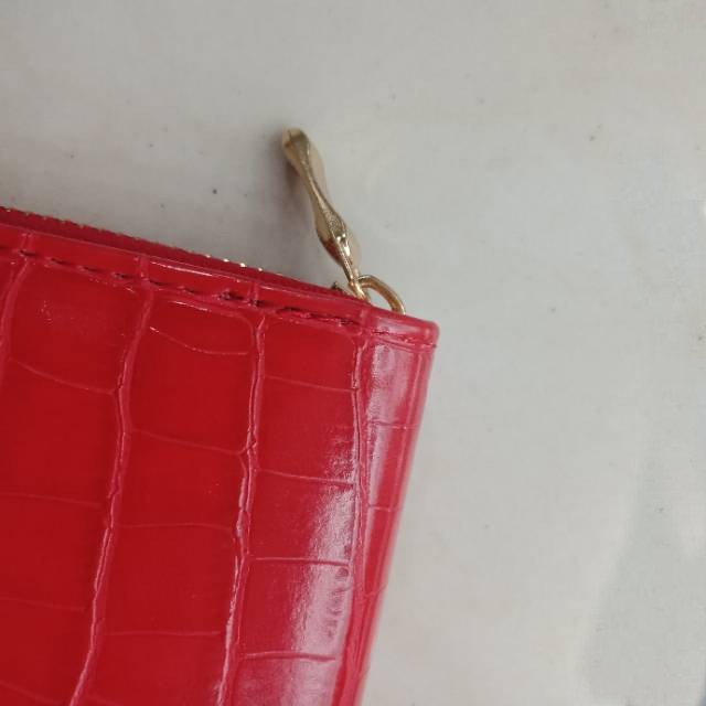 红色波浪纹手拿包手提包零钱包拉链包细节图