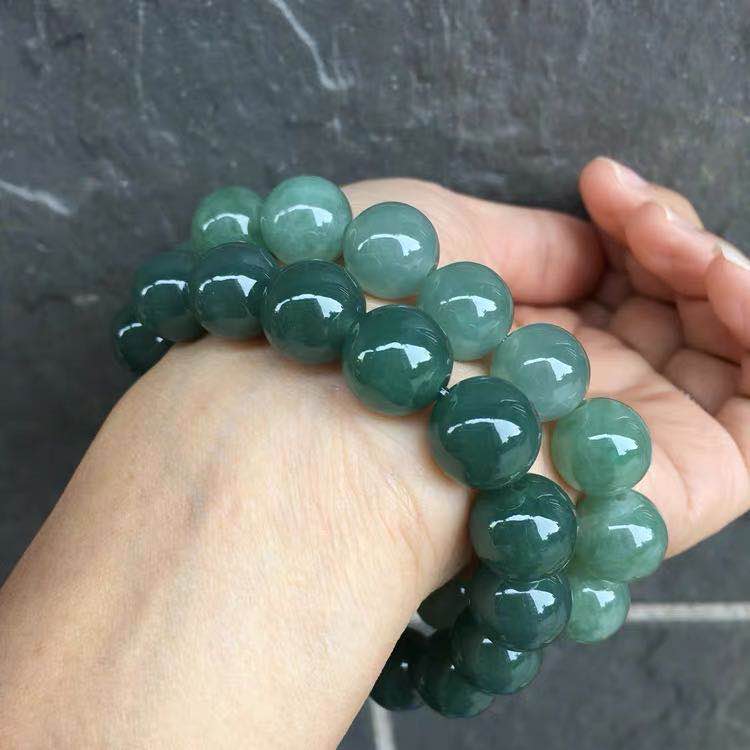 Authentic natural Burmese jadeite A-grade bracelet, ice rice seed oil green jade bead bracelet, DIY accessory for men and women Specification image
