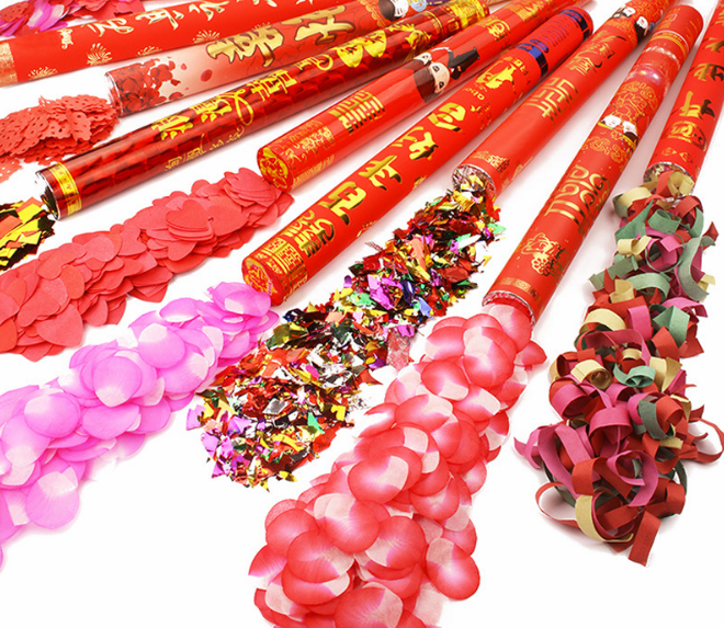Wedding ceremony firecrackers, festival celebration, opening ceremony firecrackers, hand-held firework tubes, petal rain firework tubes, happy marriage details Picture