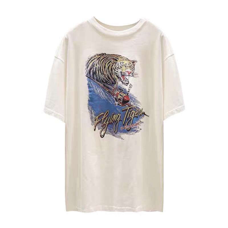 Star2020 Spring/Summer New Instagram Short Sleeve South Korean Tiger Print All Fashion Loose Short Sleeve T-Shirt Women's Top