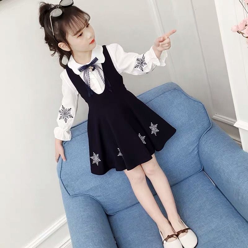 女童秋款套装儿童背带裙春秋长袖套裙女孩休闲洋气连衣裙两件套潮