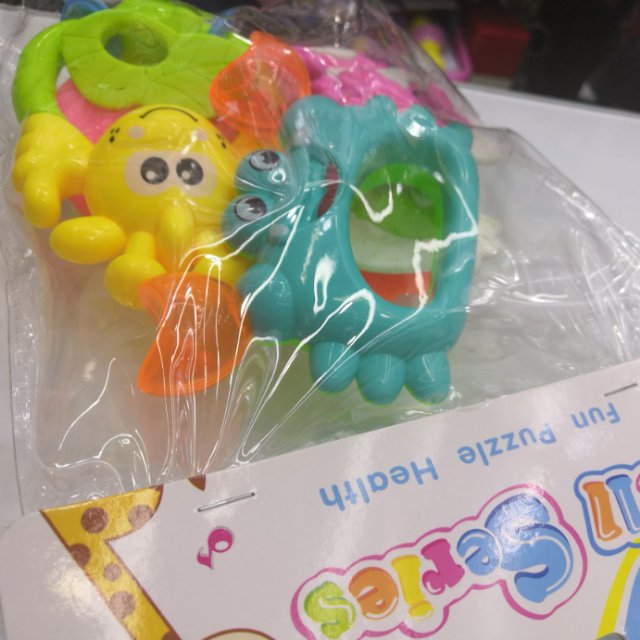厂家直销塑料青蛙动物类婴儿摇铃益智玩具套装产品图