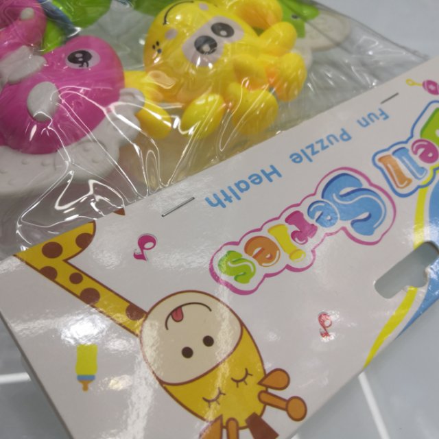 厂家直销塑料三件动物婴儿摇铃益智玩具套装产品图