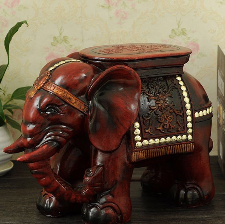 9558-3 Creative household resin craft retro elephant stool shoe stool furnishing parts