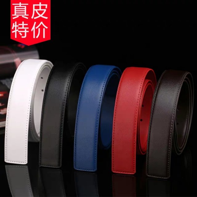 平滑扣皮带男真皮不带头3.4cm无头纯牛皮打孔女士针扣腰带光身3.8图