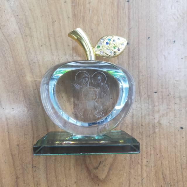 厂家直销水晶镶钻苹果激光内雕摆件水晶小礼物纪念品细节图
