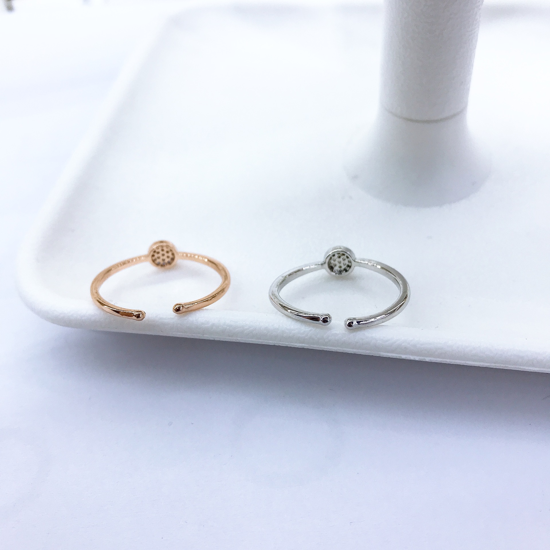 Korean version of fashionable and trendy diamond-encrusted open-top women's ring adjustable ring jewelry factory direct sales wholesale copper Xinmingyang details Picture