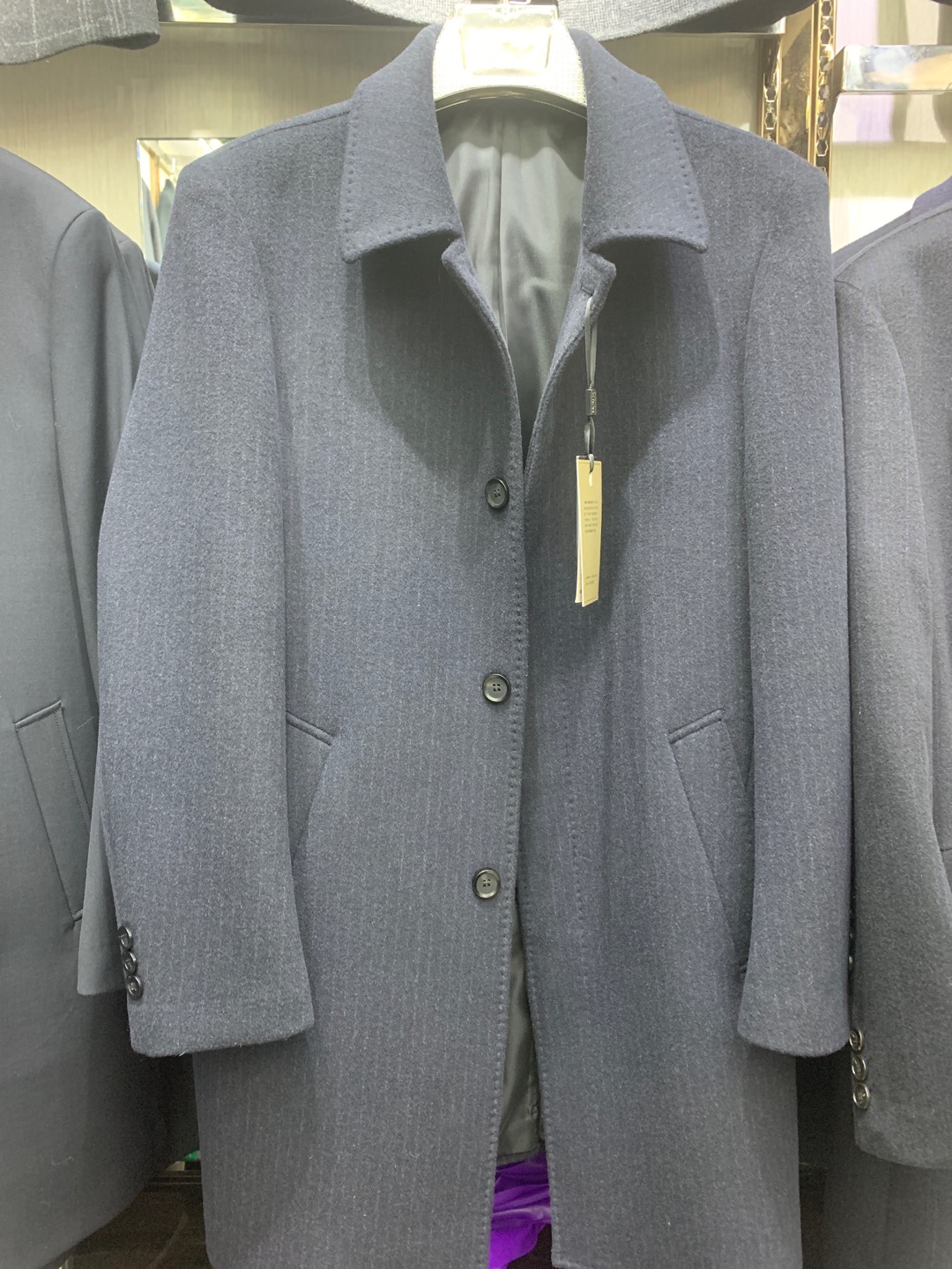 New woolen coat for men, medium and long, double-sided woolen coat thumbnail