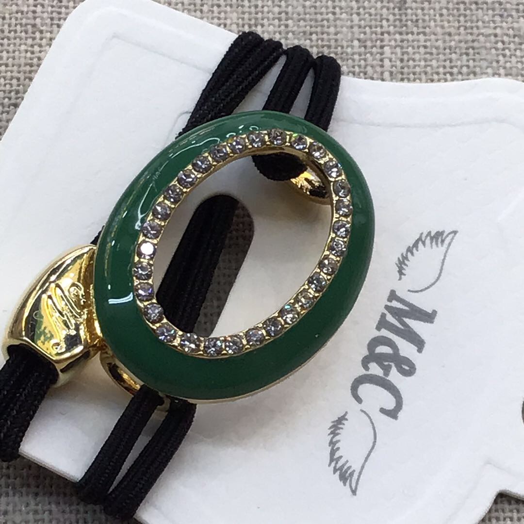 Korean-style diamond-encrusted oval double-strand nylon black rubber band Specification image