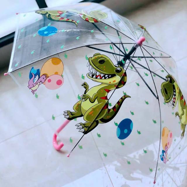 卡通图案儿童小透明伞透明雨伞长柄伞
