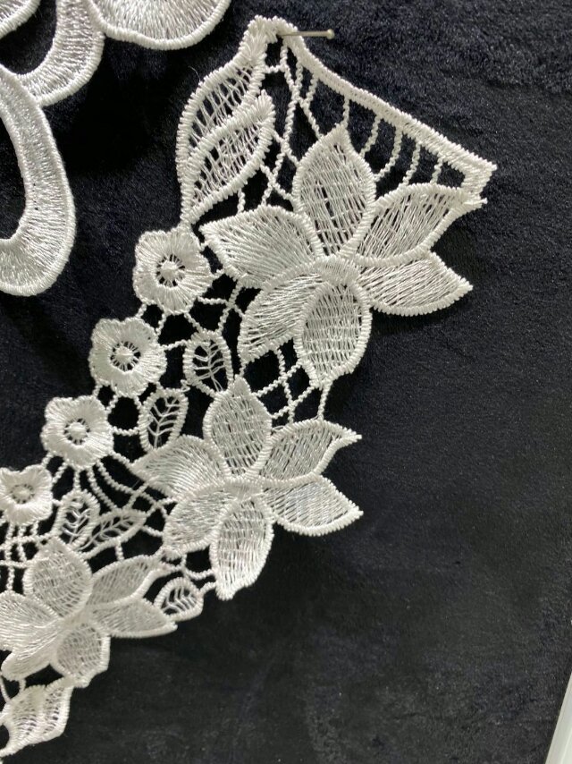 New water-soluble lace mesh fabric collar with floral lace details Picture