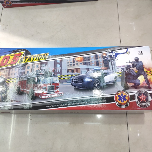 Colorful paper box packaging, plastic electric fire engine, helicopter set, children's toy Specification image