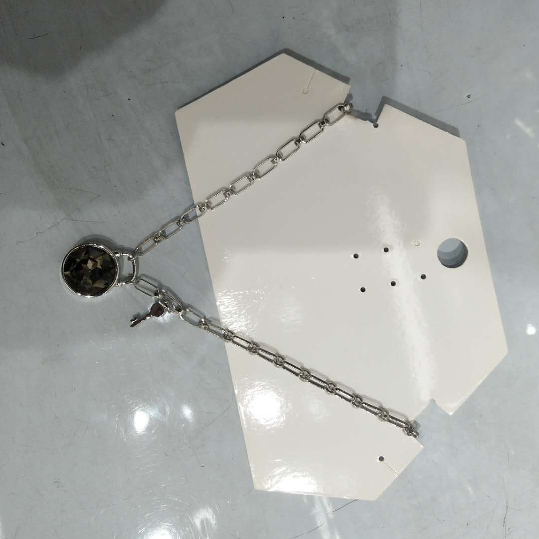 不锈钢电镀银色女式圆形水晶玻璃挂链项链