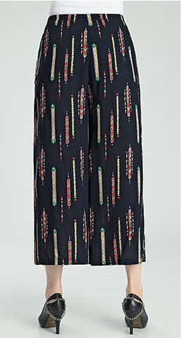 高腰韩版阔腿裤中老年大码九分休闲裤多花色女裤细节图