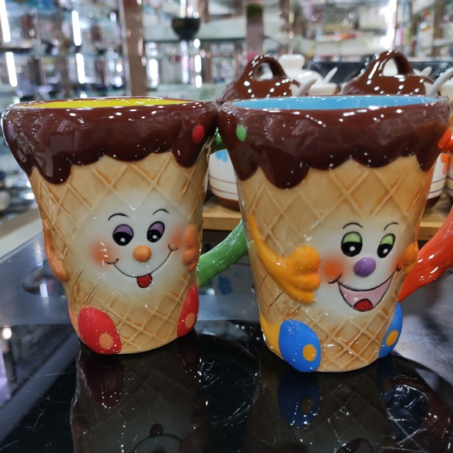 Cute expression ice cream mugs and water cups are available in multiple colors details Picture