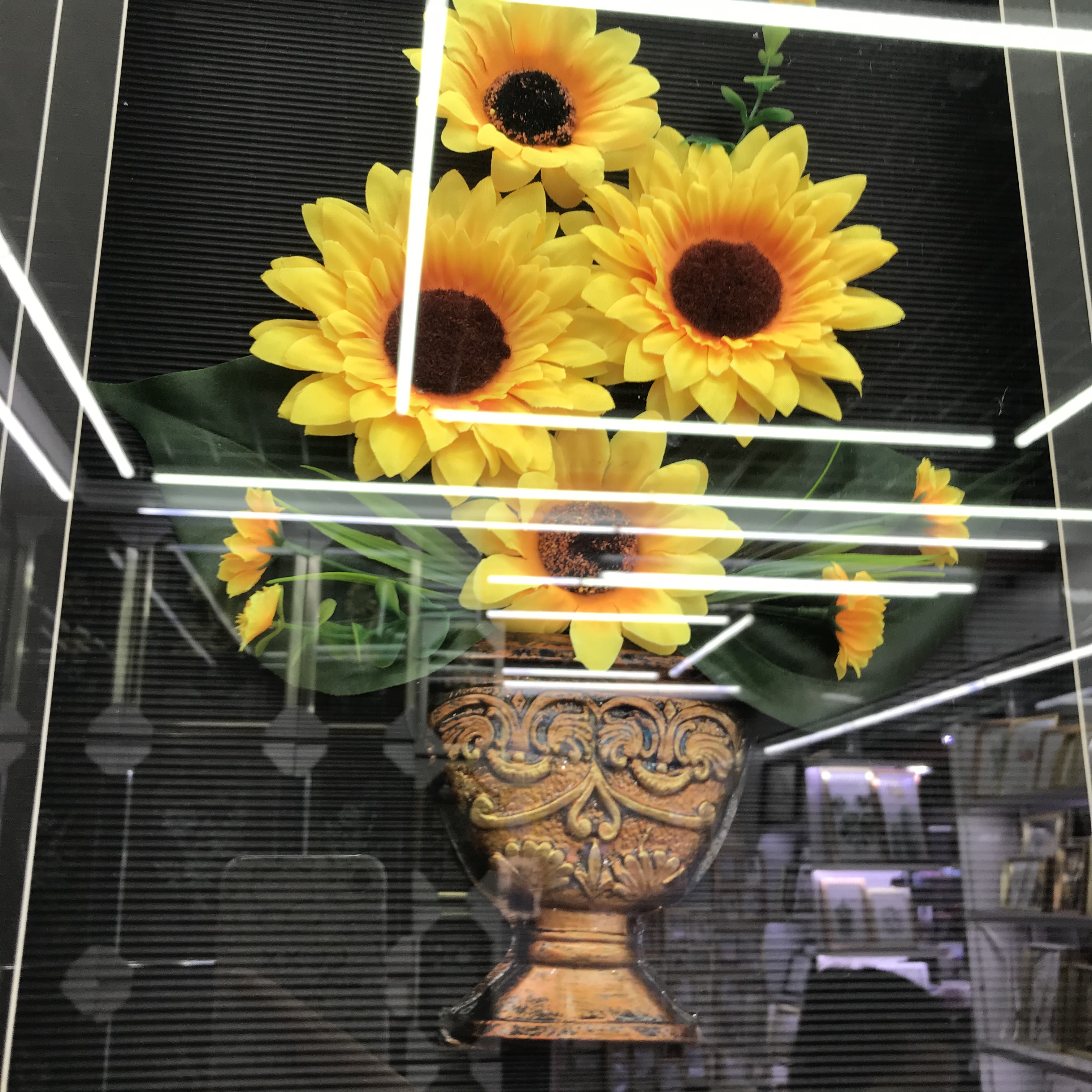 仿真向日葵装饰画背景墙会所酒店茶室软装饰品家居壁挂画喷绘细节图