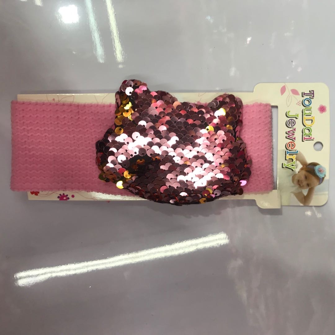 Cross-border best-selling children's hair tie accessories: Creative and simple two-color sequined little rabbit Specification image