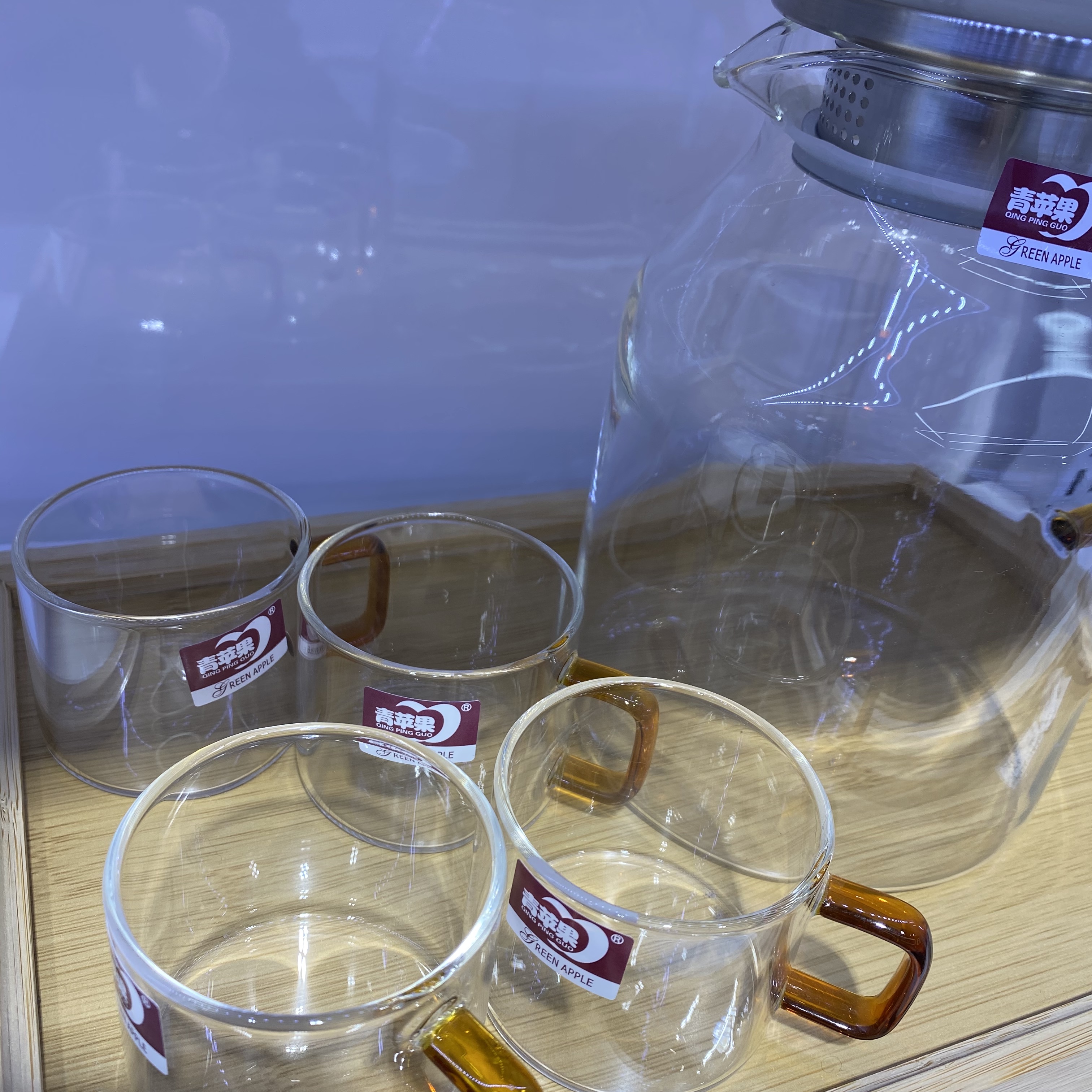 Advertising frosted cup, gift cup, threaded water set, glass cup, cold water bottle, big gift package Specification image