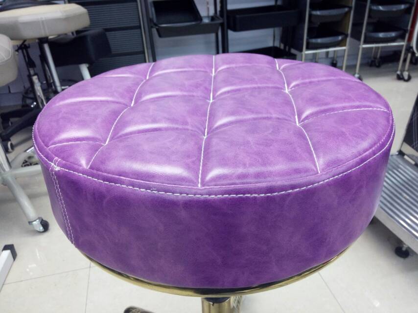 理发店长凳子美容凳子滑轮美容院专用旋转理发店升降圆凳子紫色详情图3