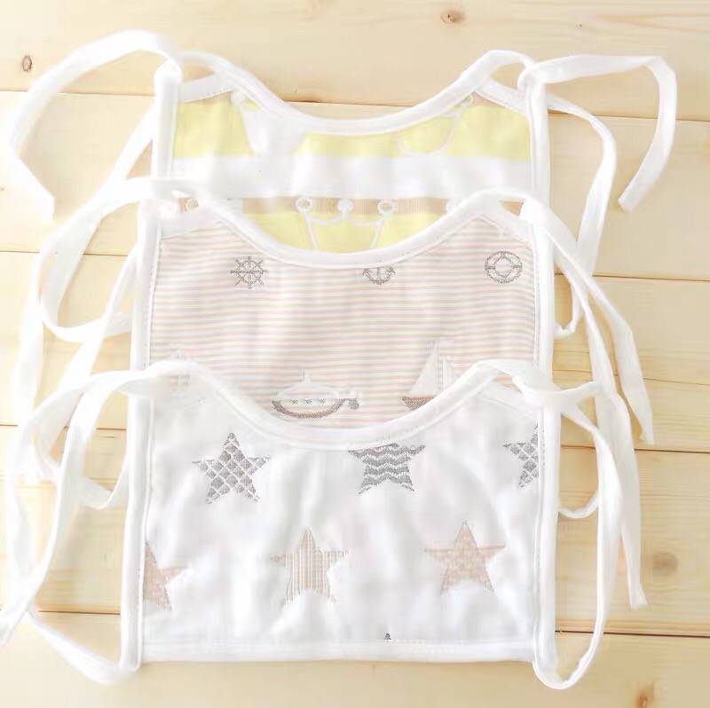 Three square face mask type bandage bib baby pure cotton waterproof lacing bib baby drool towel thumbnail