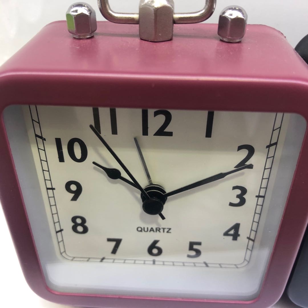 Square Alloy Alarm Clock With Handle Mechanical Loud Alarm Creative Personality Students With Lazy Clock Simple Wake Up Children details Picture