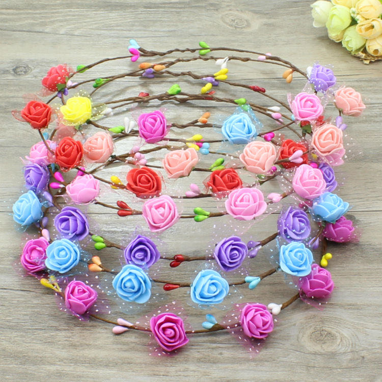 Luminous flower garlands, hair bands, headwear, wechat business, bride flower garlands, children, tourist attractions, hot sales, direct sales, QR code street stalls, hair accessories