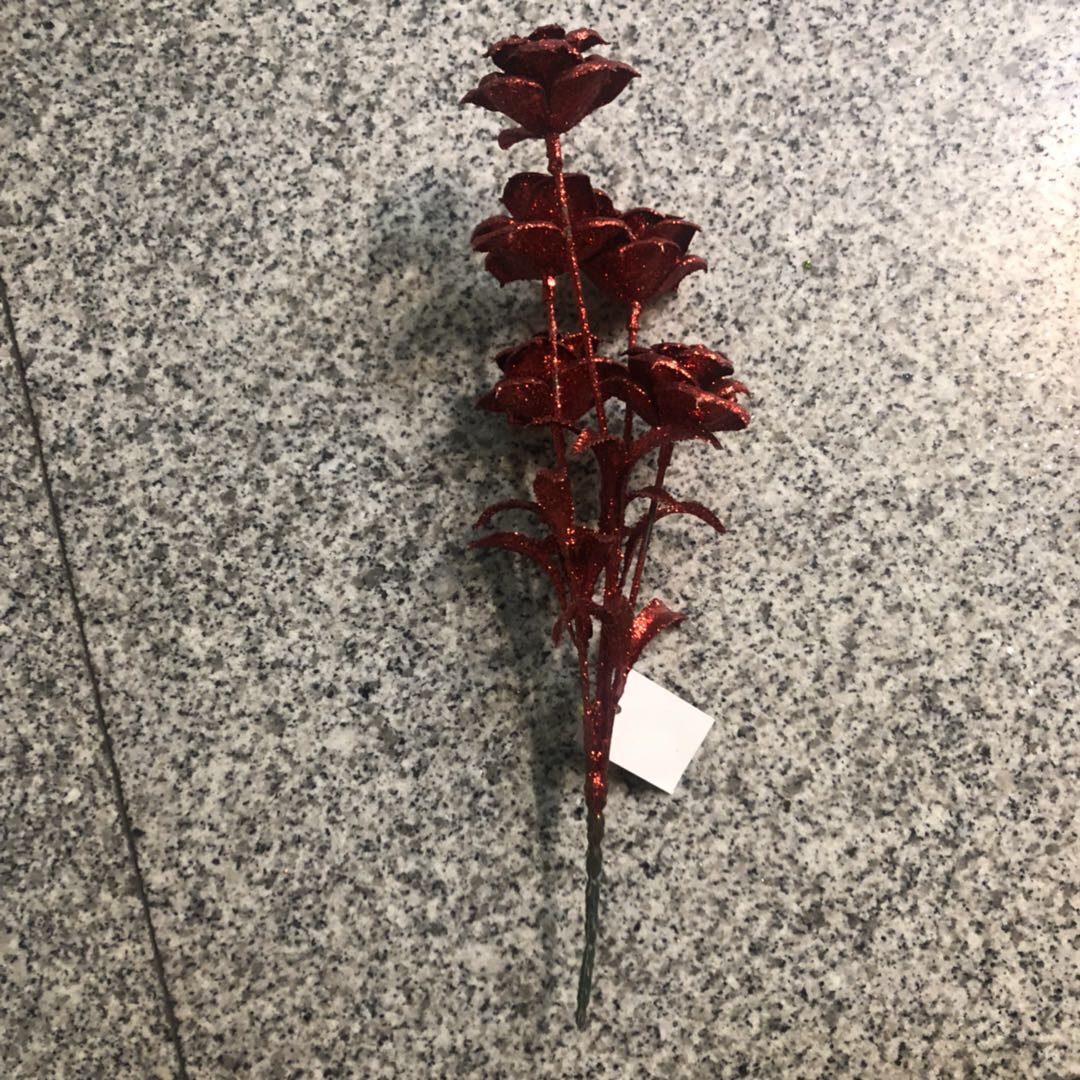 圣诞节复古红色欧式陶瓷花瓶餐桌圣诞树装饰摆设仿真假花艺摆花