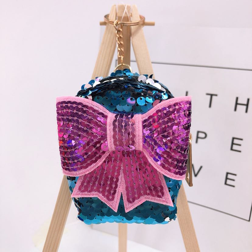 Mini zero purse with bow sequins Specification drawing