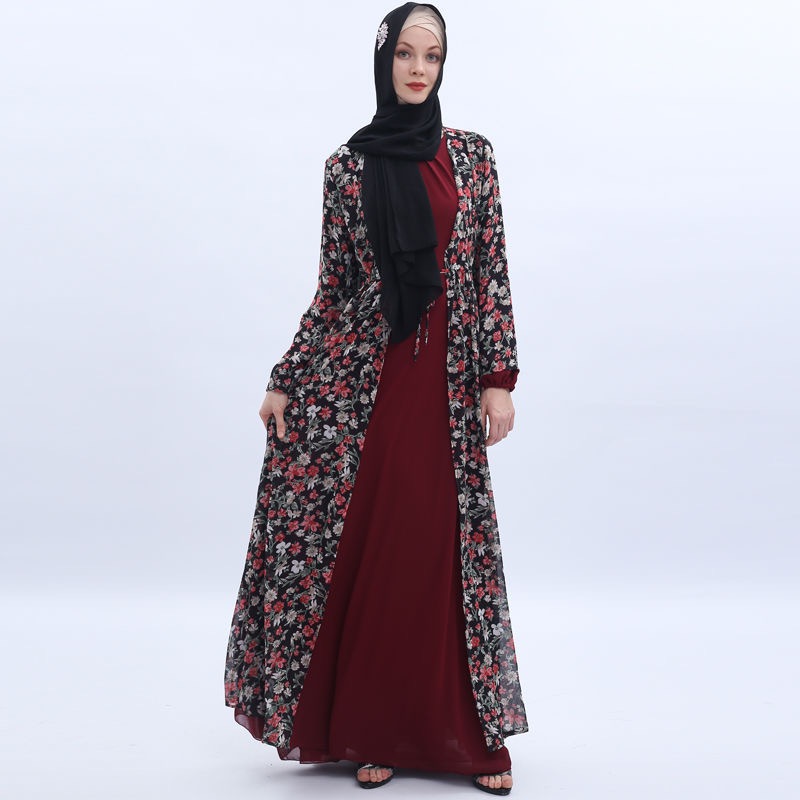 穆斯林中东阿拉伯长袍开衫东南亚印尼礼拜服回族开斋节长裙详情图1