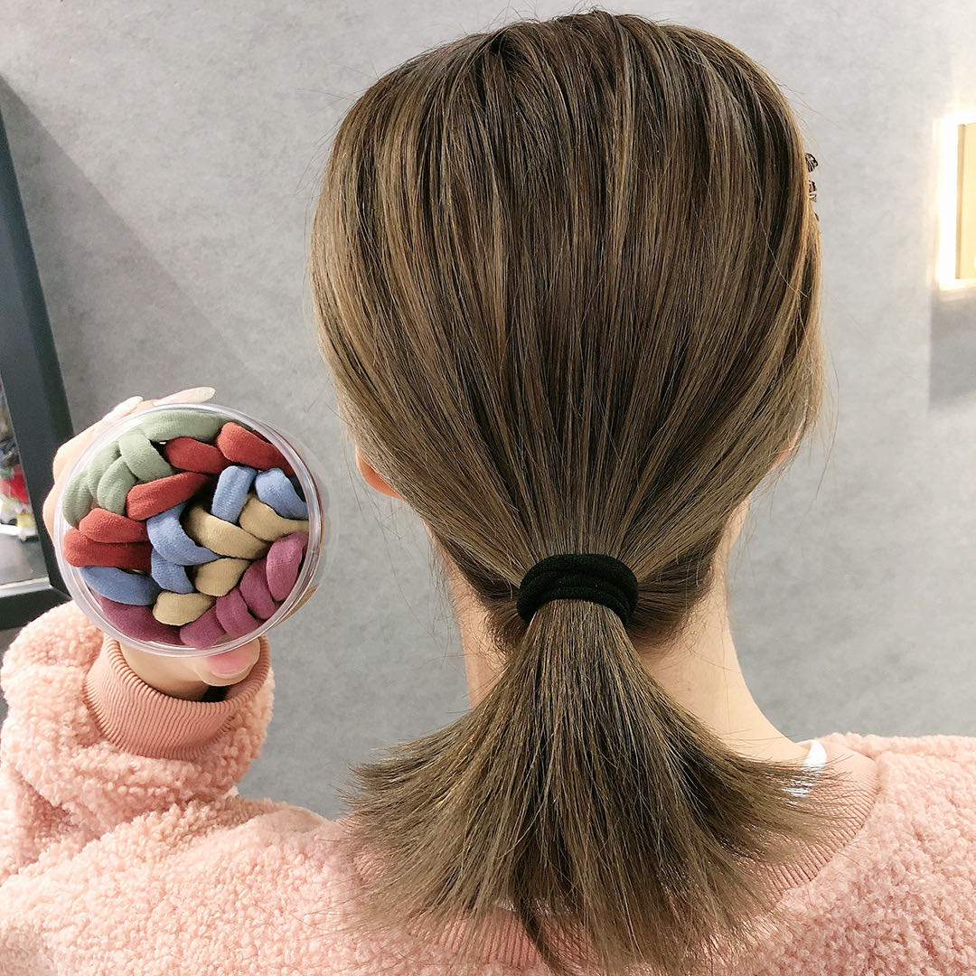 Dongdaemun popular seamless hair bands for women, colorful high-elasticity wide rubber bands, versatile and simple bun hair accessories, factory direct sales, good quality and low price Specification image