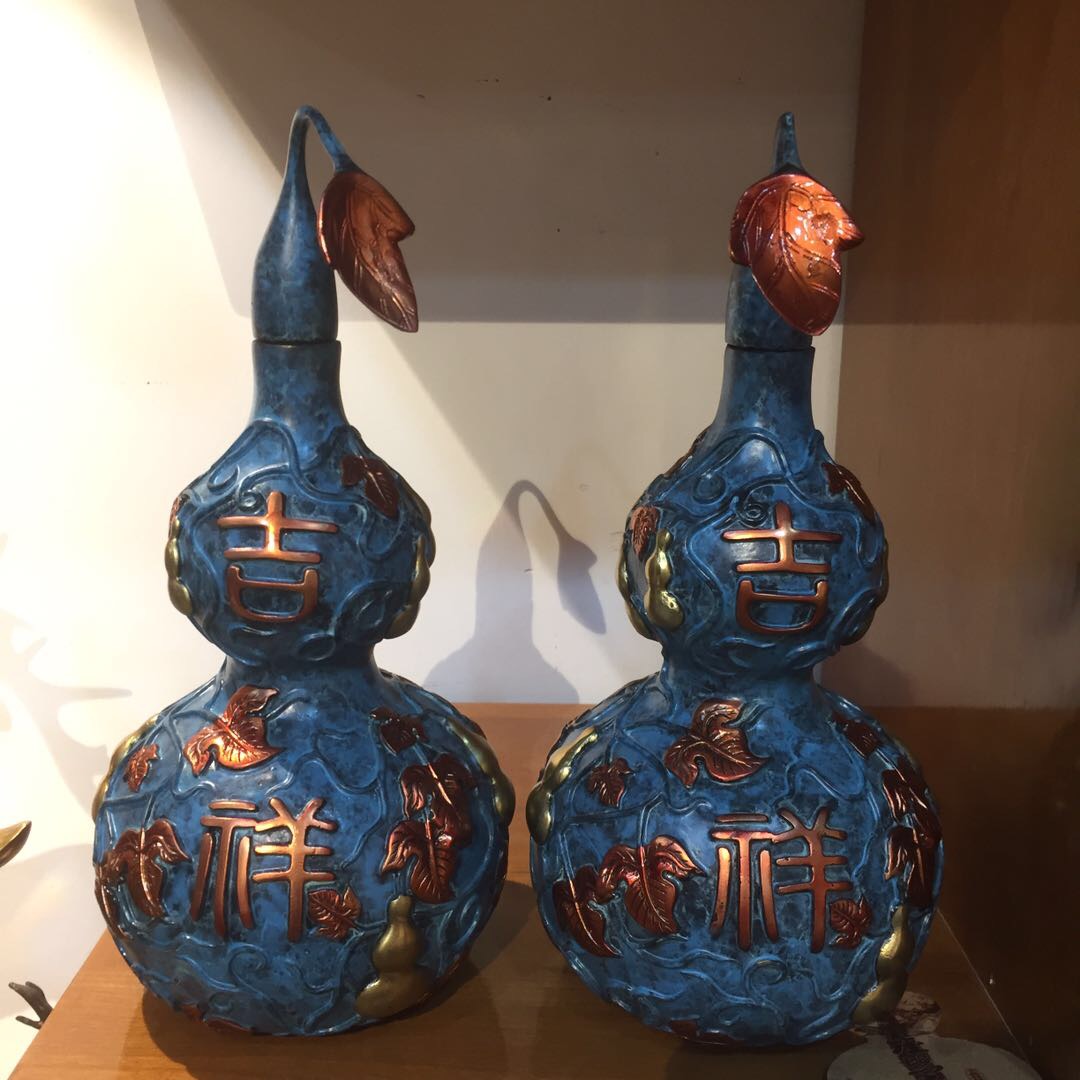中式黄铜彩色葫芦家居办公室装饰品礼品工艺品