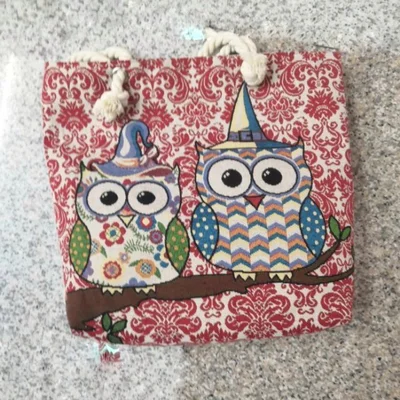 Owl Cloth Bag Clutch Bag Girl's All-In-One Canvas Bag