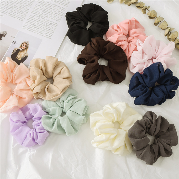 Chiffon simple solid-color large intestine circle hair band elastic band fabric hair band accessory