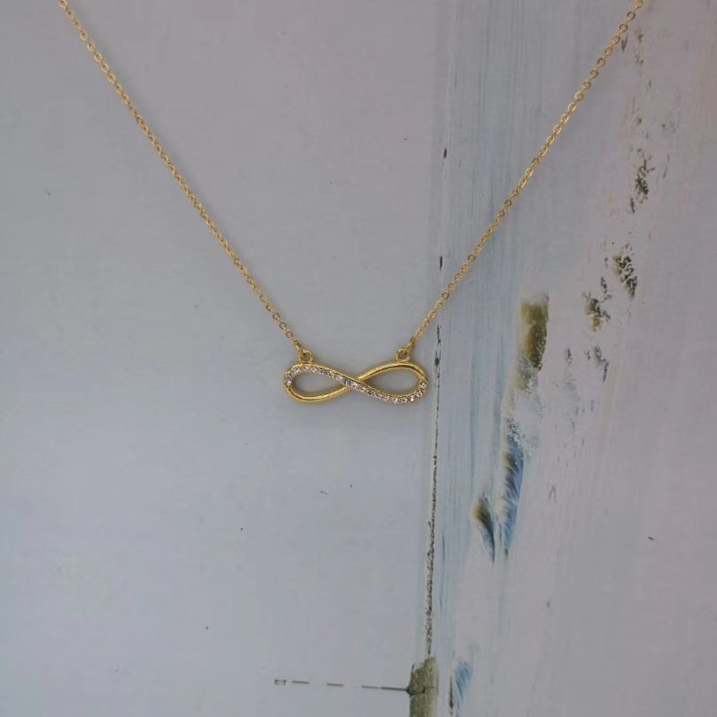 Korean Figure-8 Necklace Gold Small Fresh Personality Necklace Fashion All-Match Anti-Allergy
