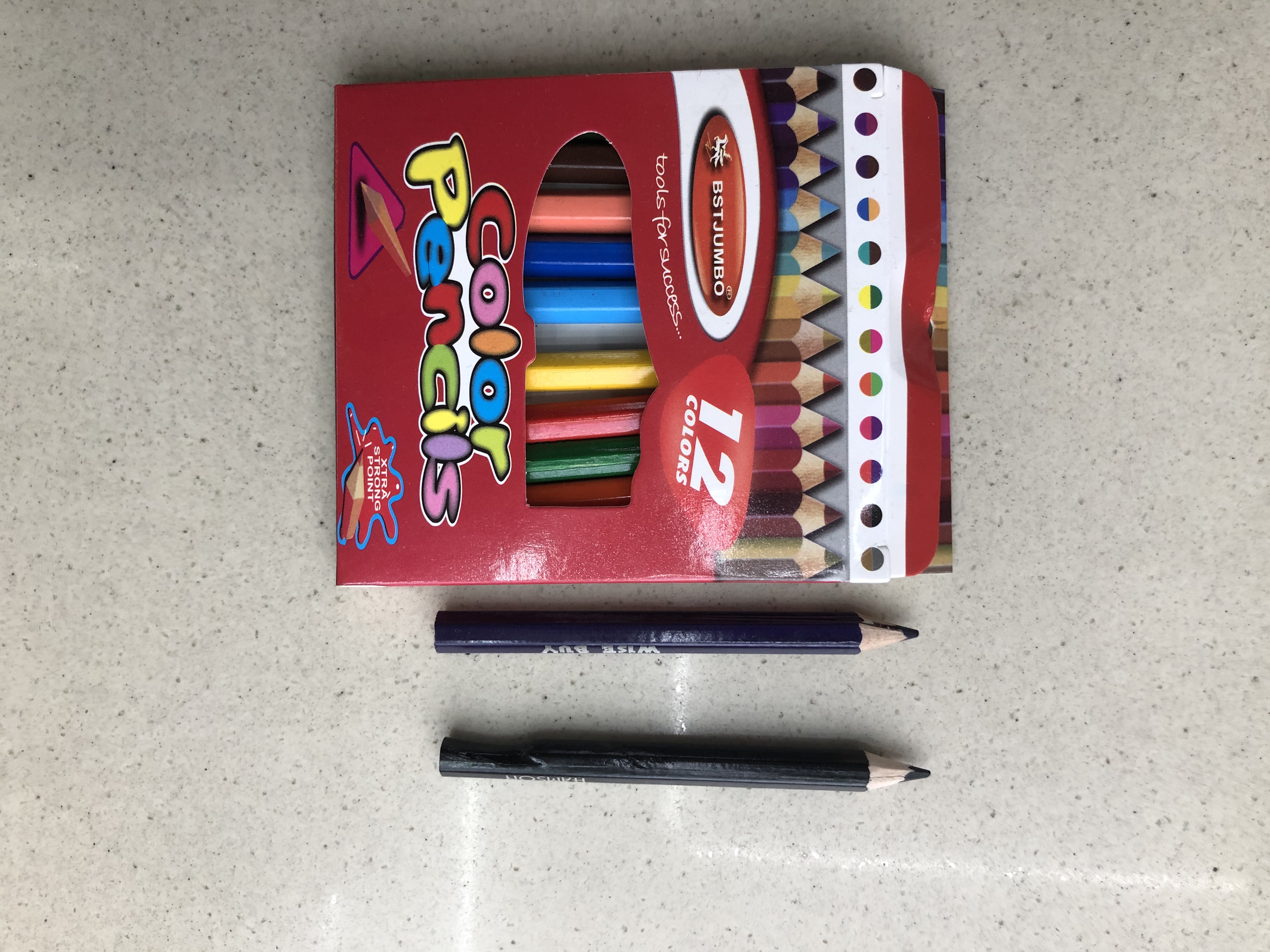 12支装短条六角彩色铅笔细节图