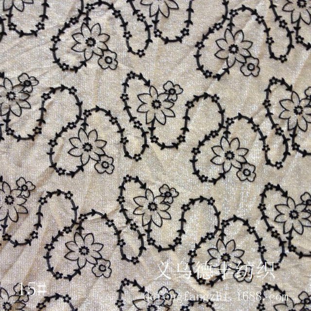 Gold and silver thread flocking and gold printing fabric, mesh fabric, elastic mesh fabric, soft mesh Specification image
