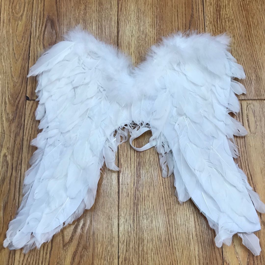 天使翅膀白色羽毛飞燕型翅膀成人儿童表演万圣节道具新娘花童装扮产品图